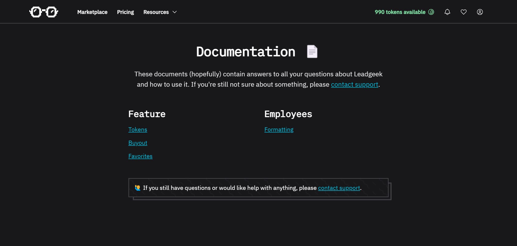 The documentation page