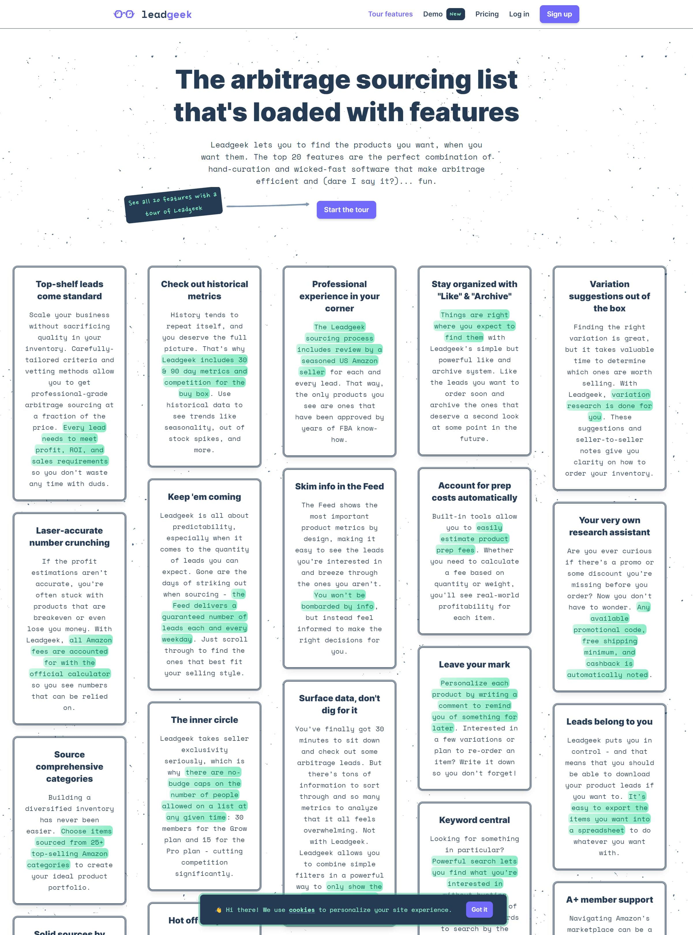 The feature overview page