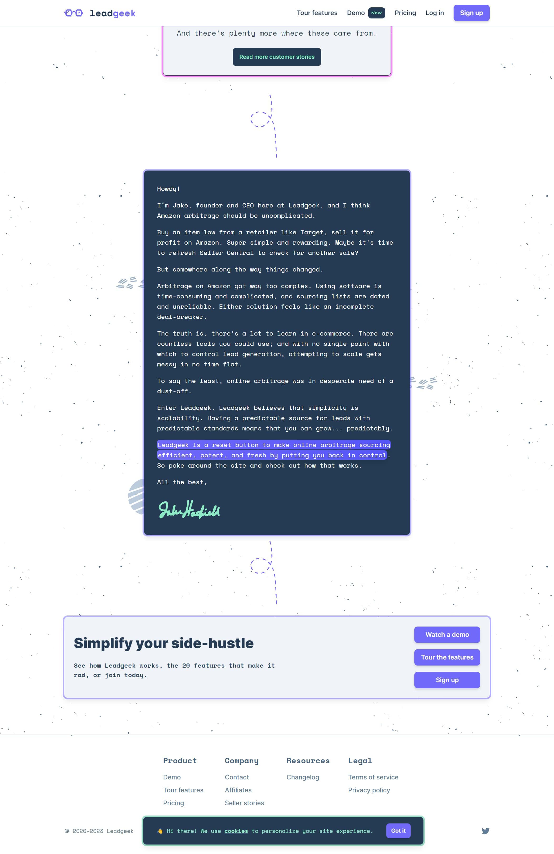 The home page's call-to-action section