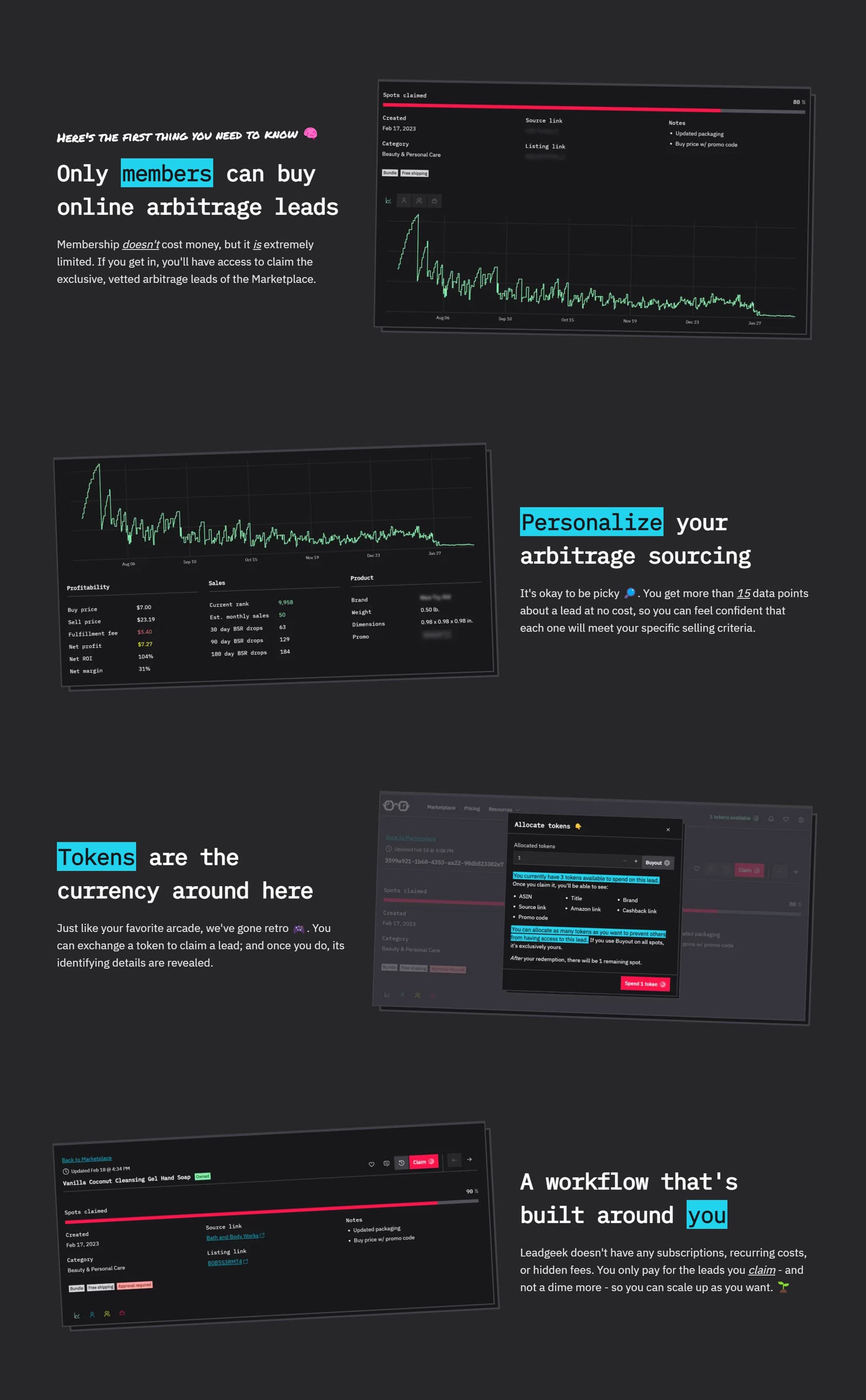 The home page's primary features section