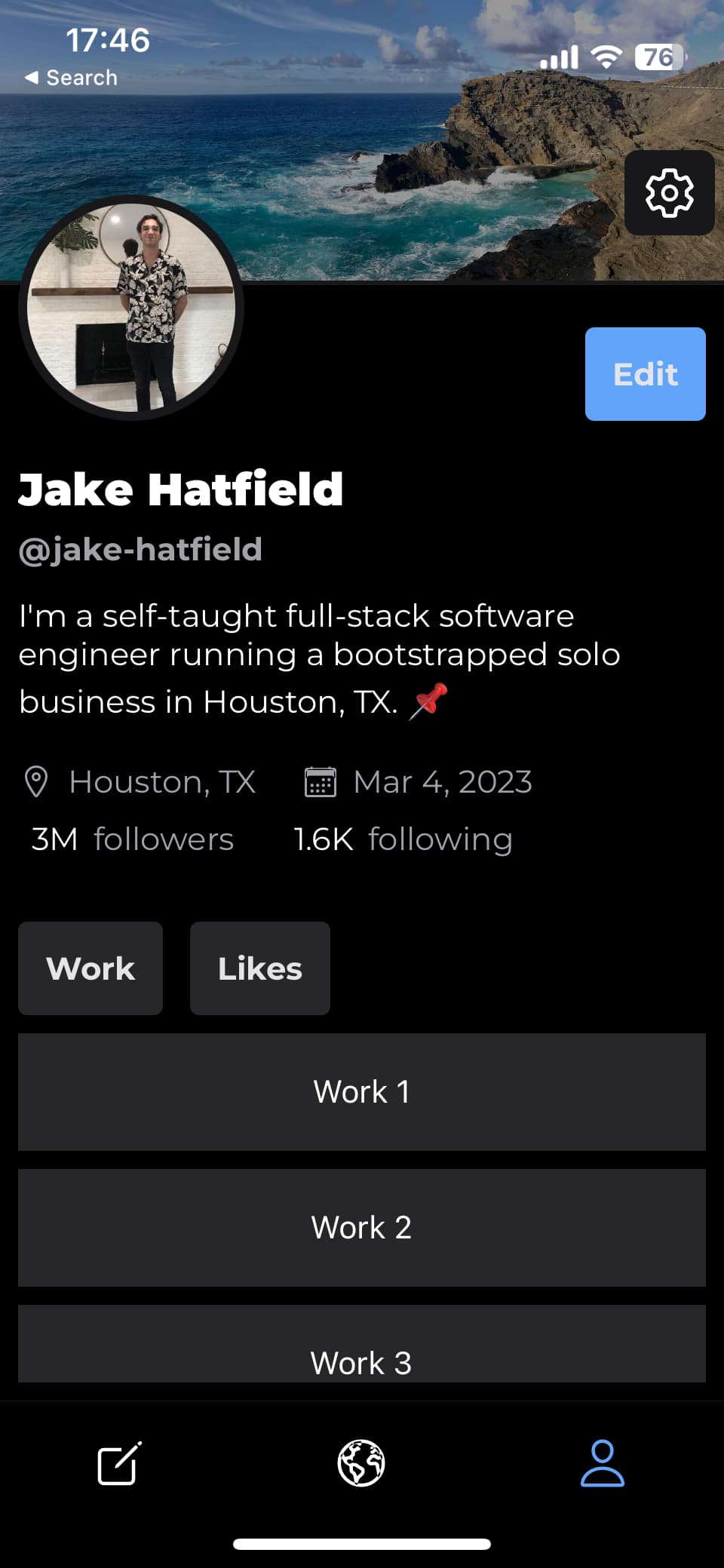 Profile screen