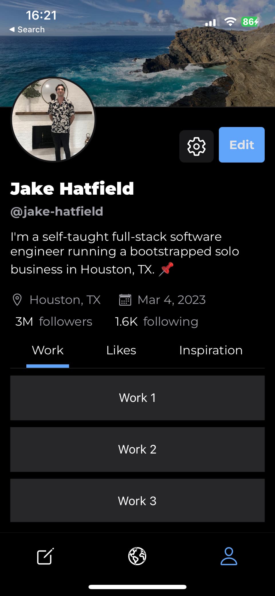 Profile screen