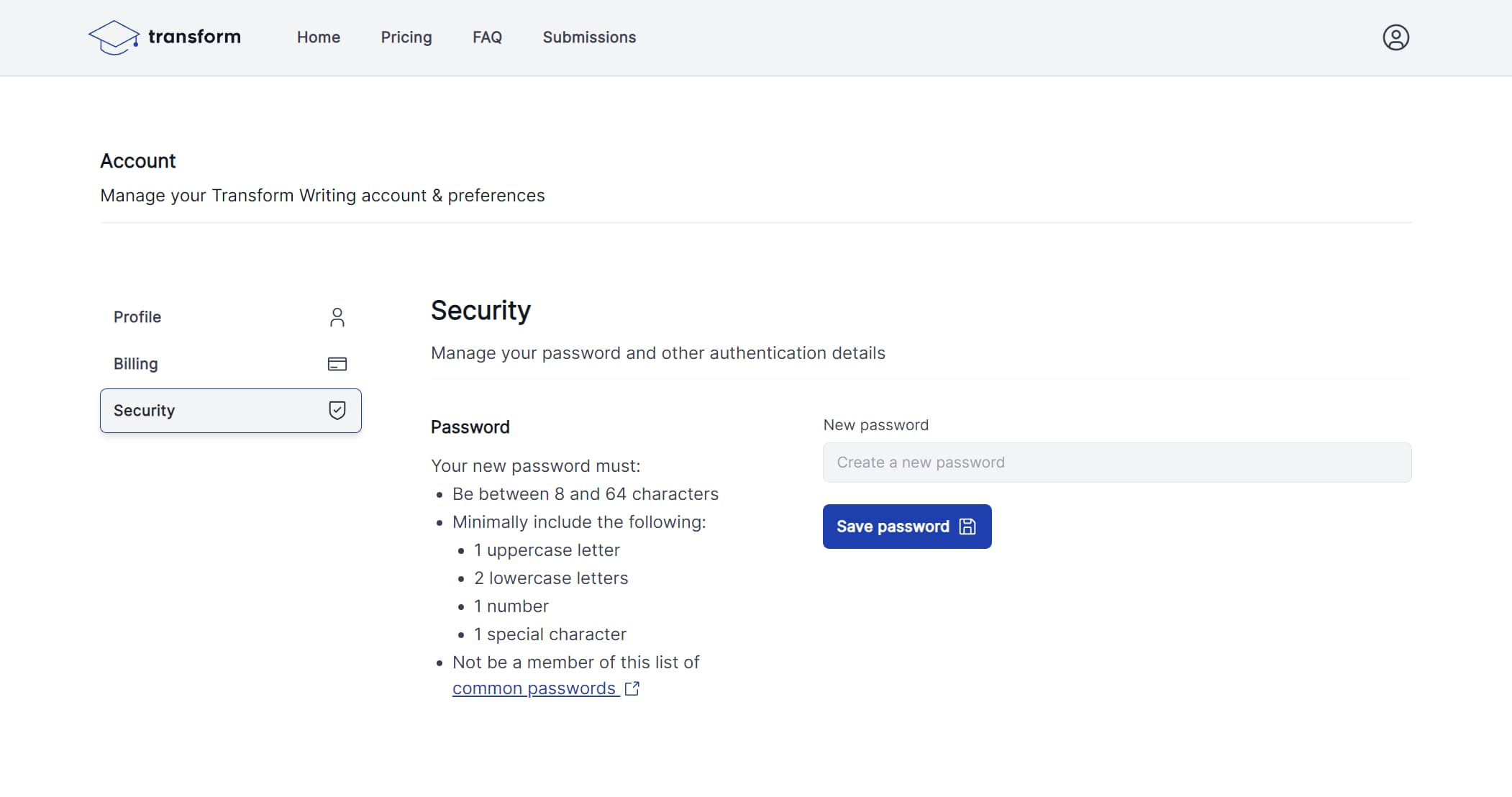 The security page