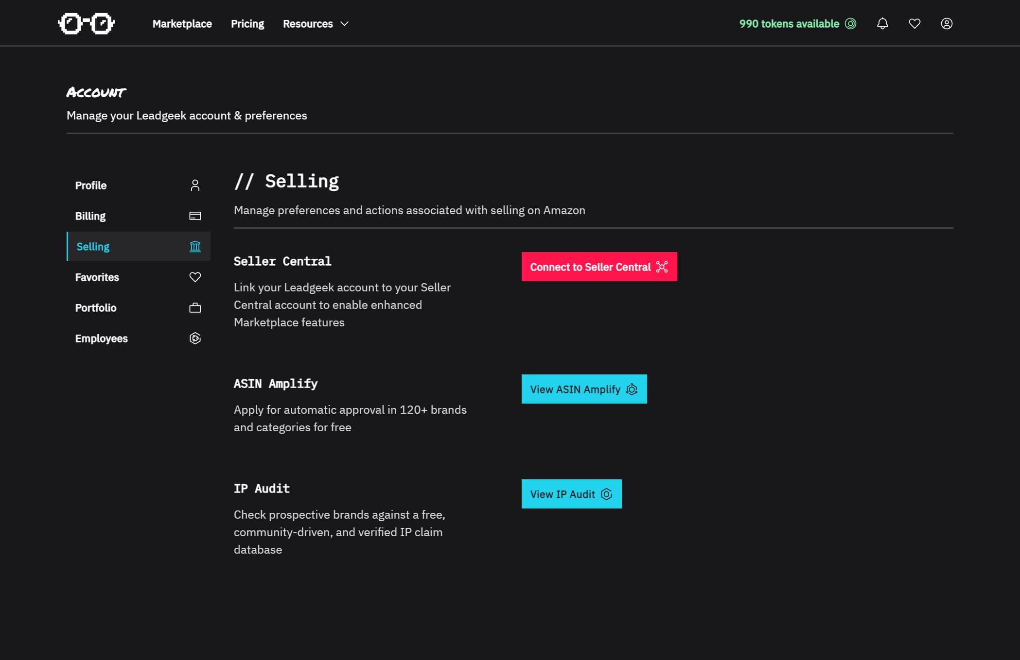 The selling page